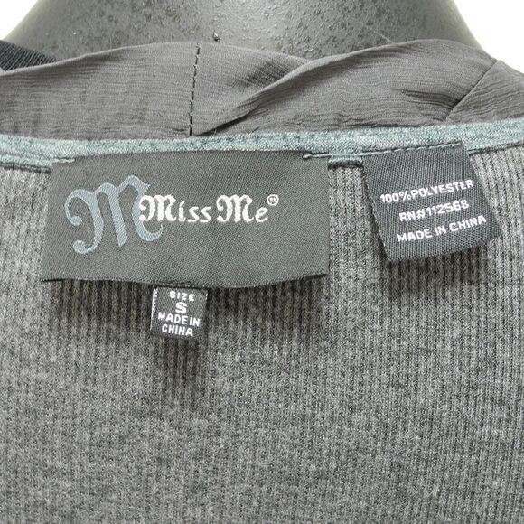 Miss Me Grey Black Knit Cardigan Sweater Rhinestone Bling - Women's Size S - Picture 6 of 6